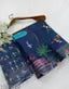 Anvi Prints Designer Cotton Linen Saree Blue