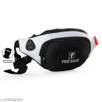 Waist Bag for Men Women, Stylish Chest, Fanny Pouch, Belt Sport Bag Waist Bag (Black, White)