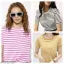 Trendy Premium Comfort Women And Girls T-shirt And Tops Pack Of 3 Multicolor Cotton Striped Short Sleeves T-shirt With Stylish Printed Round Neck