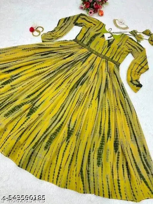 Women's poly Georgette Printed Party Wedding Fashion Gown