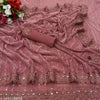 SHIMMER SAREE WITH MIRROR WORK AND CHEMICAL LACE AND DIMOND HAND WORK