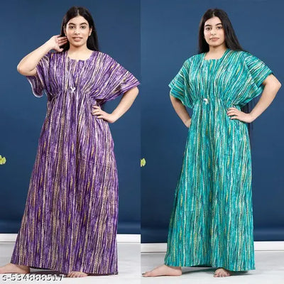 Trending Women's Cotton Printed Kaftan/Nightgown/Nighty/Maxi
