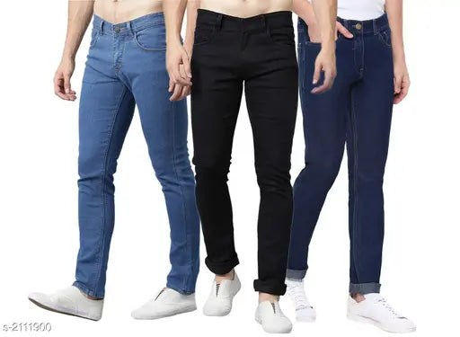 Stylish Cotton Lycra Men's Jeans (Pack Of 3)