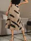 Brush Print Pleated Skirts, Vintage Elastic Waist Midi Skirts, Women's Clothing(Premium Quality)