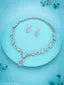 ewellery Stylish Designed Rose Gold & Silver Polish AD Stone Studded Choker Necklace Jewellery Combo set with Matching Pair of Earrings for Women and Girls