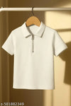 Street Flex White Zip POLO Tshirt for casual wear