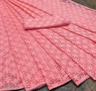 Brasso Net Pink Jacquard Saree with blouse