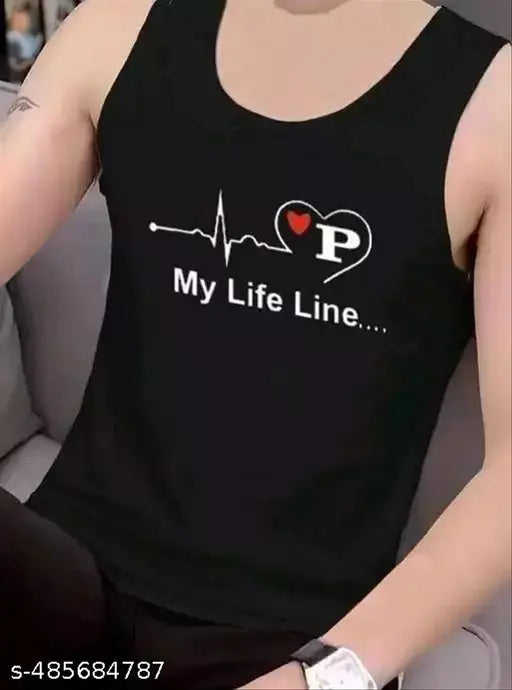 Sleeveless Round Neck Alphabet Printed Men Vest