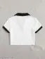 Black-White Collar Half Sleeve Crop Top