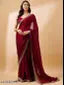 Women's Printed Maroon Pure Silk Saree With Heavy Embroidered Work Border
