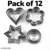T G Cookie Cutters Shapes Baking Set, 12PCS Flower Round Heart Star Shape Biscuit Stainless Steel Metal Molds Cutters for Kitchen Baking Halloween Christmas Small Cookie Cutters