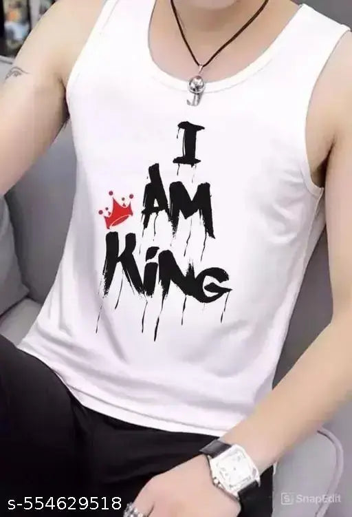 Trending Vests for men is good Fabric in India Polycotton is printed vest for gym and under t shirt white pack of 1