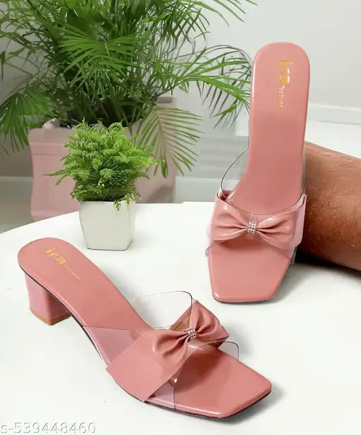 Transparant Women Heels Slipper | Women Block Heel Sandal | Sandal for Women | Casual Heel Sandal for Party | Women Slipper