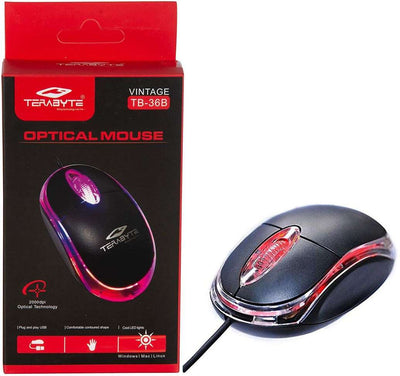 TERABYTE 36B-Optical Wired Mouse for Laptop, Computer & Desktop Wired Optical Mouse (USB 2.0, BLACK)
