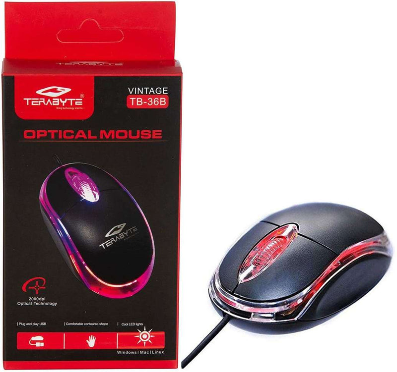 TERABYTE 36B-Optical Wired Mouse for Laptop, Computer & Desktop Wired Optical Mouse (USB 2.0, BLACK)