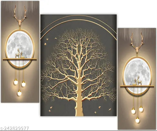 Meera Art & Craft Set of 3 Modern art Wall Painting for Home decorative 12 Inch x 18 Inch