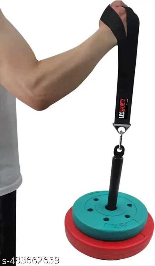 Arm Wrestling Strap New Attachment - Two Lengths in One Weight Lifting Bar (Black)