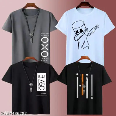 Men's Classic Round Neck T-Shirt Pack Of 4 Pcs