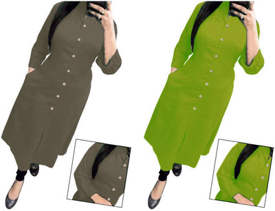 Subtle Grey & Light Green Solid Women's Kurta