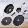 Iron Tawa Tadka Pan And Deep Bottom Kadhai Combo Pack Induction Bottom Cookware Set (Iron, 4 - Piece)