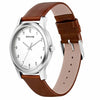 Sonata Quartz Analog White Dial Brown Leather Strap Watch for Men - NT7135SL03