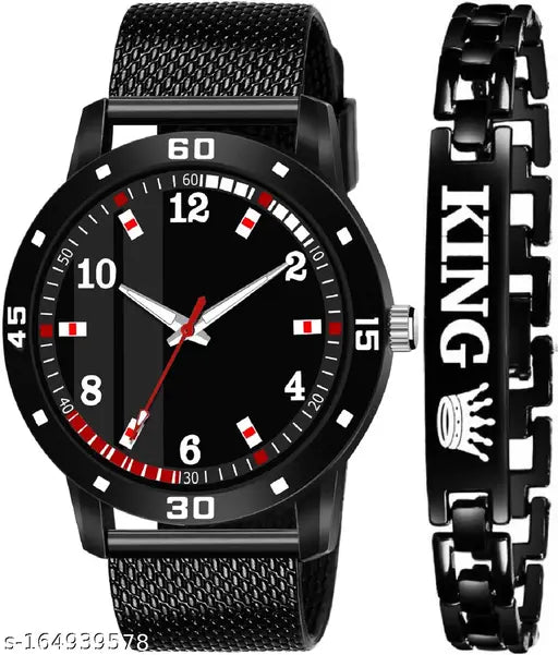 490-King Bleck Analog Watches