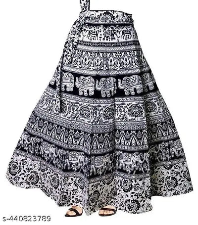 woman fashion sanganri jaipuri print black and white skirt ( refer)