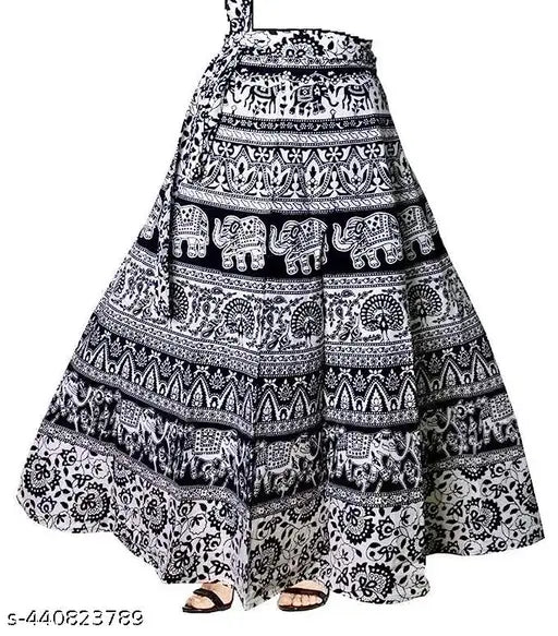 woman fashion sanganri jaipuri print black and white skirt ( refer)