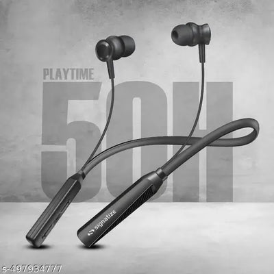 Signatize Wireless in-Ear Neckband Bluetooth Earphones with 10mm Drivers, Rich Music Experience, 50 Hours Playtime, Type C Fast Charging, Neckband Earphones with Voice Assistant-Black