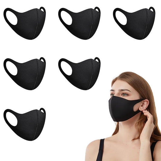 Yugan Anti Pollution Reusable and Washable Cotton Face Mask for Adult, Unisex, Soft Breathable Oxford Fabric (Black - 6 Pcs - Adult)