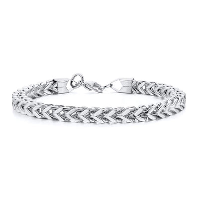 Nakabh Cuban 8 inch Stainless Steel Bracelet for Men Boys (Silver)