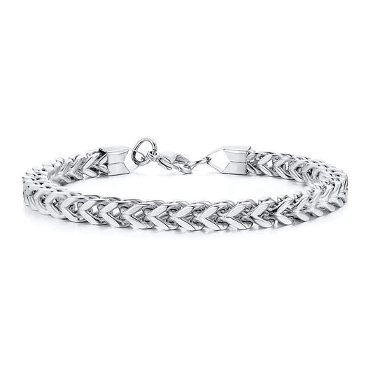 Nakabh Cuban 8 inch Stainless Steel Bracelet for Men Boys (Silver)