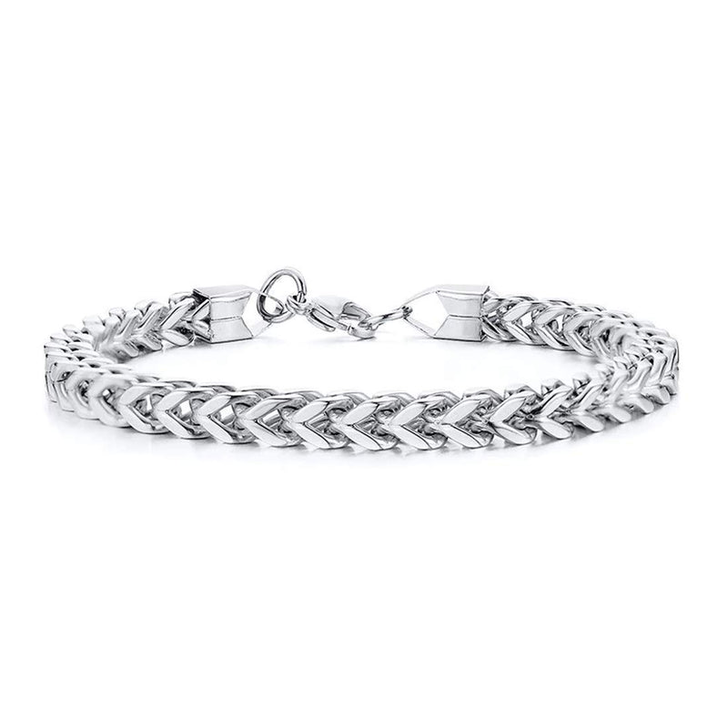 Nakabh Cuban 8 inch Stainless Steel Bracelet for Men Boys (Silver)