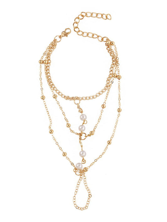 Yellow Chimes Ring Bracelet for Women and Girls Bracelet With Ring for Girls | Silver Gold Toned Chain Ring Bracelet | Birthday Gift For Girls and Women