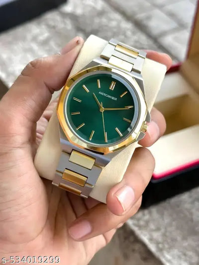 Premium Green and Gold Men's Analog Watch