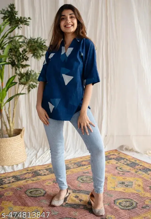 Women Printed Square Neck Puff Sleeves Rayon Empire Kurti