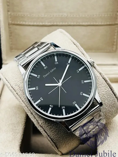 Daniel Jubile Men's Steel Chain SL07 Silver Black Dial Men style Boys Hand Watch Gents 2025 Luxury Design Steel Chain New Model Analog Watch - For Men