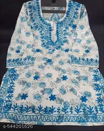 lucknowi chikankari short print top