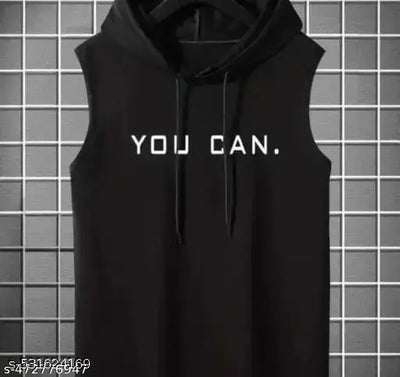 Printed Cotton Blend Sleeveless Tee for Men – Perfect for Summer