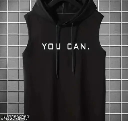 Printed Cotton Blend Sleeveless Tee for Men – Perfect for Summer