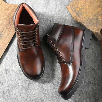 Layasa Men's Synthetic Leather Casual Oxford Lace-up Ankle Dress Boots For Men (Brown , 7)