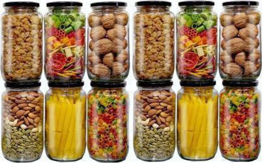 Pack of 6 Glass Pickle Jar - 1100 ml CROCO JAR Black