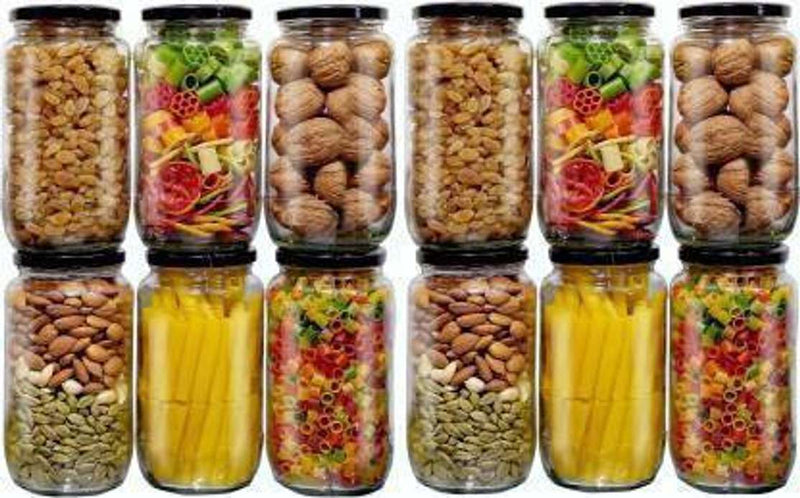 Pack of 6 Glass Pickle Jar - 1100 ml CROCO JAR Black