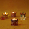 Perpetual Tulsi Diya for Diwali Decoration Handmade | Earthen Clay Terracotta Decorative Diya 4 Pcs Set | Tealight Candle Festival Diya Oil Lamps | Pooja Purpose Outdoor Indoor | Handmade | Best Gift