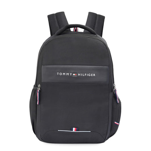 Tommy Hilfiger Joshua Polyester Unisex 15 Inch Laptop Backpack - Black | 21 Ltr Capacity| Padded & Adjustable Strap | Water Resistant | 3 Compartment | Water Bottle Holder | USB Cable holder Pocket