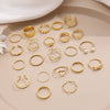 Shining Diva Fashion 22pcs Latest Stylish Stackable Kunckle Rings Set for Women and Girls Butterfly Heart Boho Gold and Silver Plated Rings