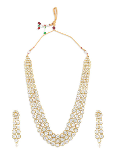 ZAVERI PEARLS Women's Traditional Kundan Necklace Set (Gold) -ZPFK8671