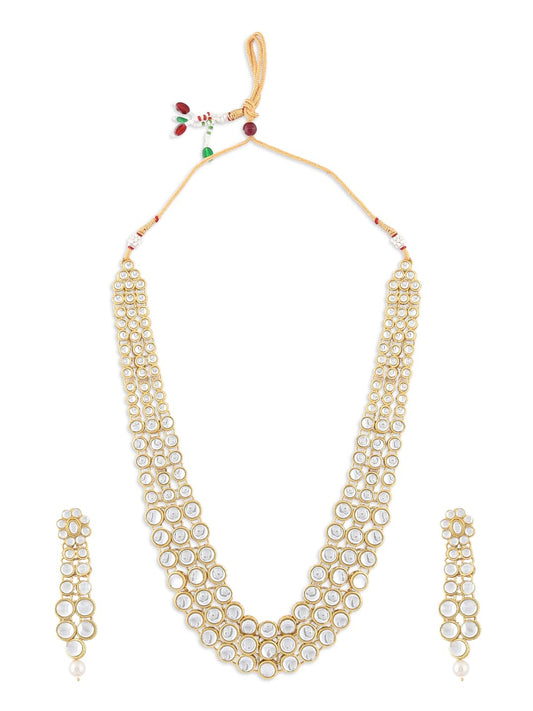 ZAVERI PEARLS Women's Traditional Kundan Necklace Set (Gold) -ZPFK8671