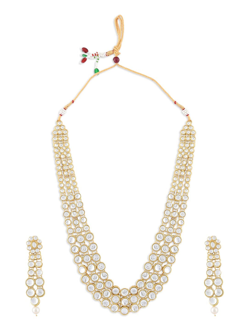 ZAVERI PEARLS Women's Traditional Kundan Necklace Set (Gold) -ZPFK8671