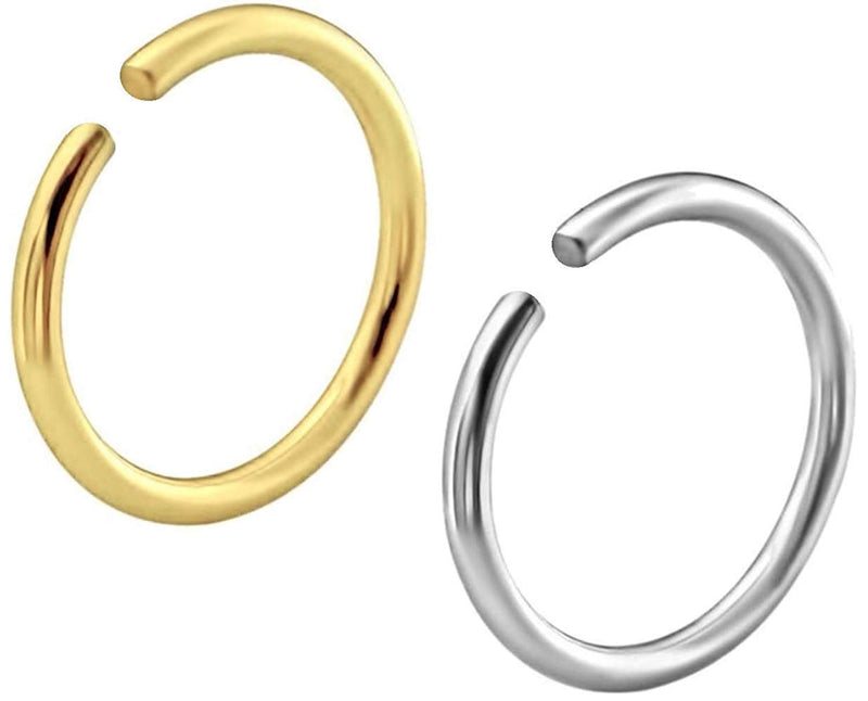 Via Mazzini Surgical Steel 8mm No Rusting Pack Of 2 Pcs Clip-On Non-Pierced Nose Ring For Women And Girls (NR0115) 2 Pcs